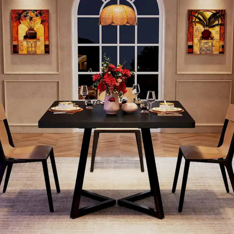 Table à dîner industrielle avec base en métal