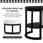 Meuble TV escamotable moderne noir et blanc avec 3 tiroirs et pieds métalliques réglables pour salon et chambre à coucher
