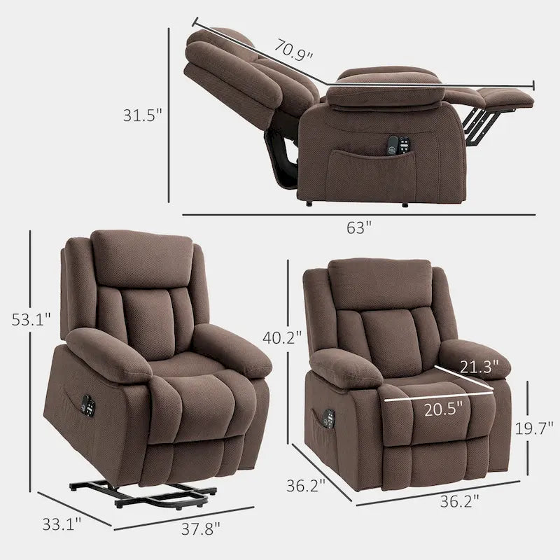 HOMCOM Power Lift Recliner Chair for Elderly with Massage and Heat, Fabric Massage Chair Recliner with Remote Controllers