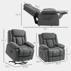 HOMCOM Power Lift Recliner Chair for Elderly with Massage and Heat, Fabric Massage Chair Recliner with Remote Controllers