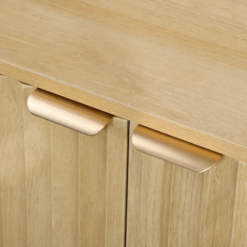 HOMCOM Buffet vaisselier à cannage, meuble console d'appoint moderne de 140 cm avec 4 portes, 2 étagères réglables et 5 pieds en bois
