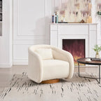 Swivel Accent Chair, 360-degree Swivel Barrel Chair with Velvet Fabric Upholstery, Comfy Pumpkin-Shaped Swivel Chair