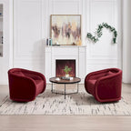 Swivel Accent Chair, 360-degree Swivel Barrel Chair with Velvet Fabric Upholstery, Comfy Pumpkin-Shaped Swivel Chair