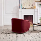 Swivel Accent Chair, 360-degree Swivel Barrel Chair with Velvet Fabric Upholstery, Comfy Pumpkin-Shaped Swivel Chair