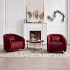 Swivel Accent Chair, 360-degree Swivel Barrel Chair with Velvet Fabric Upholstery, Comfy Pumpkin-Shaped Swivel Chair