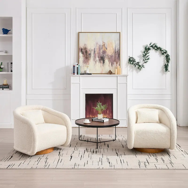 Swivel Accent Chair, 360-degree Swivel Barrel Chair with Velvet Fabric Upholstery, Comfy Pumpkin-Shaped Swivel Chair