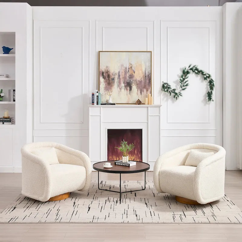 Swivel Accent Chair, 360-degree Swivel Barrel Chair with Velvet Fabric Upholstery, Comfy Pumpkin-Shaped Swivel Chair