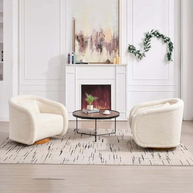Swivel Accent Chair, 360-degree Swivel Barrel Chair with Velvet Fabric Upholstery, Comfy Pumpkin-Shaped Swivel Chair