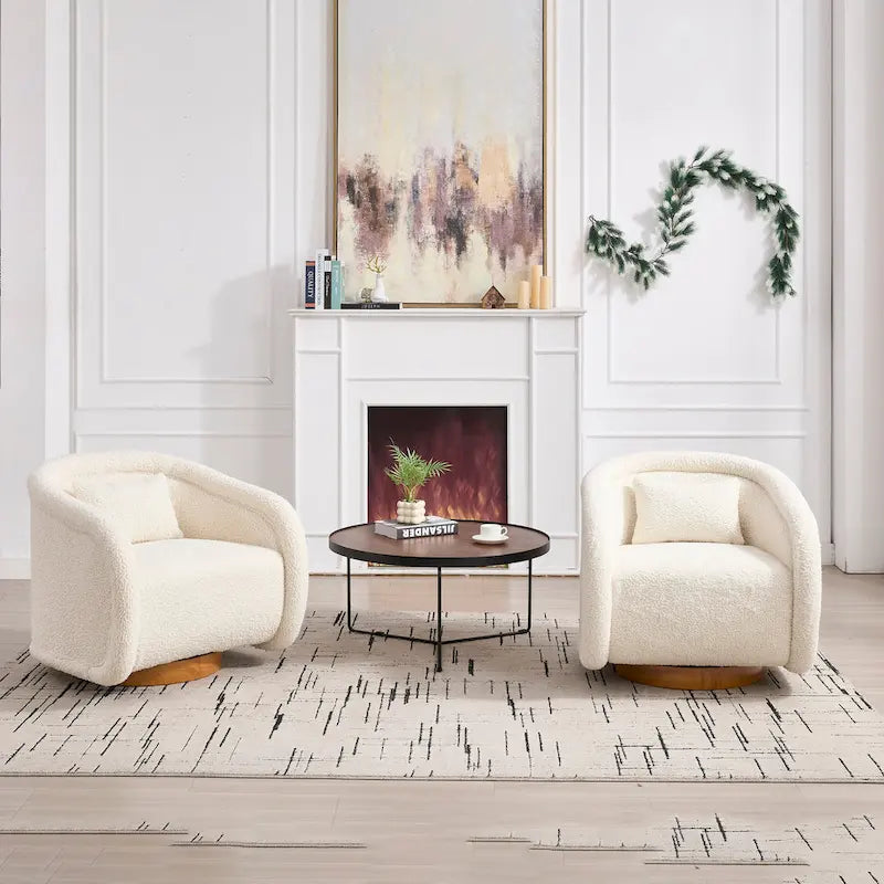 Swivel Accent Chair, 360-degree Swivel Barrel Chair with Velvet Fabric Upholstery, Comfy Pumpkin-Shaped Swivel Chair