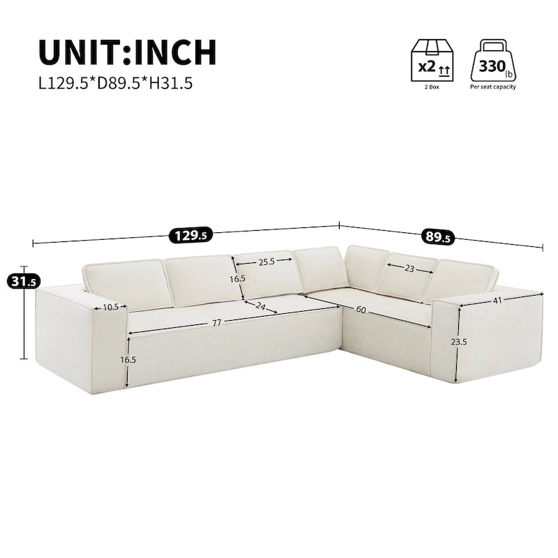 Modern L-Shaped Cloud Sofa Set, Modular Chenille Couch Set