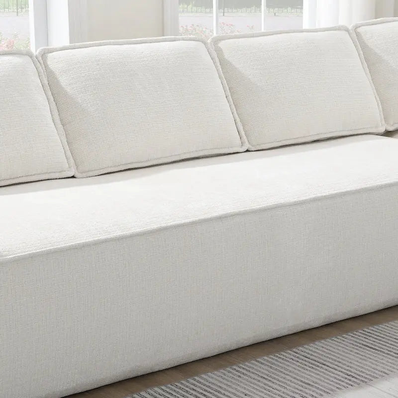 Modern L-Shaped Cloud Sofa Set, Modular Chenille Couch Set