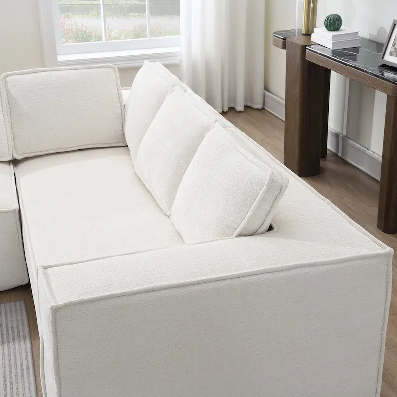 Modern L-Shaped Cloud Sofa Set, Modular Chenille Couch Set
