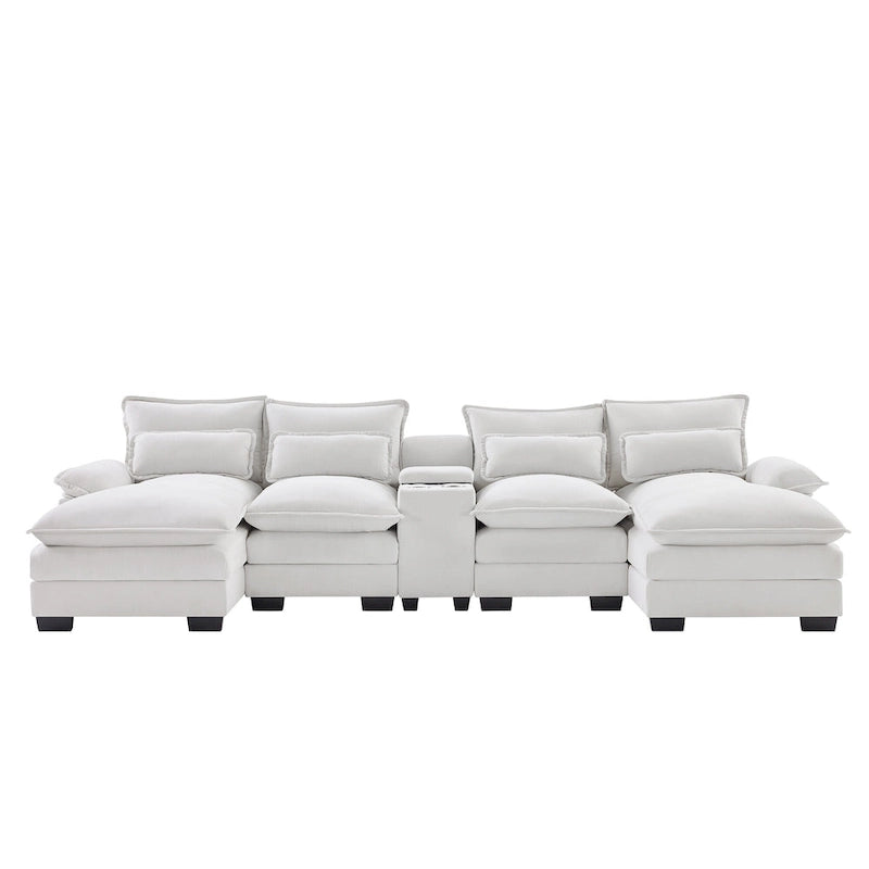 Modern U-shaped Cloud Sectional Couch, Convertible Sleeper Couch