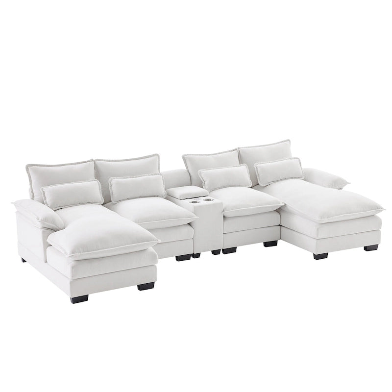 Modern U-shaped Cloud Sectional Couch, Convertible Sleeper Couch