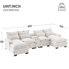 Modern U-shaped Cloud Sectional Couch, Convertible Sleeper Couch