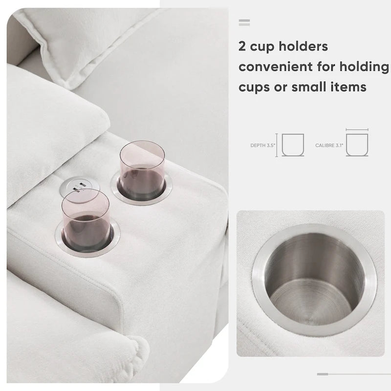 Modern U-shaped Cloud Sectional Couch, Convertible Sleeper Couch