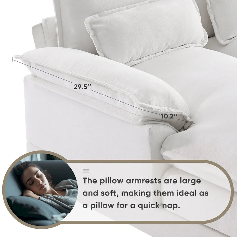 Modern U-shaped Cloud Sectional Couch, Convertible Sleeper Couch