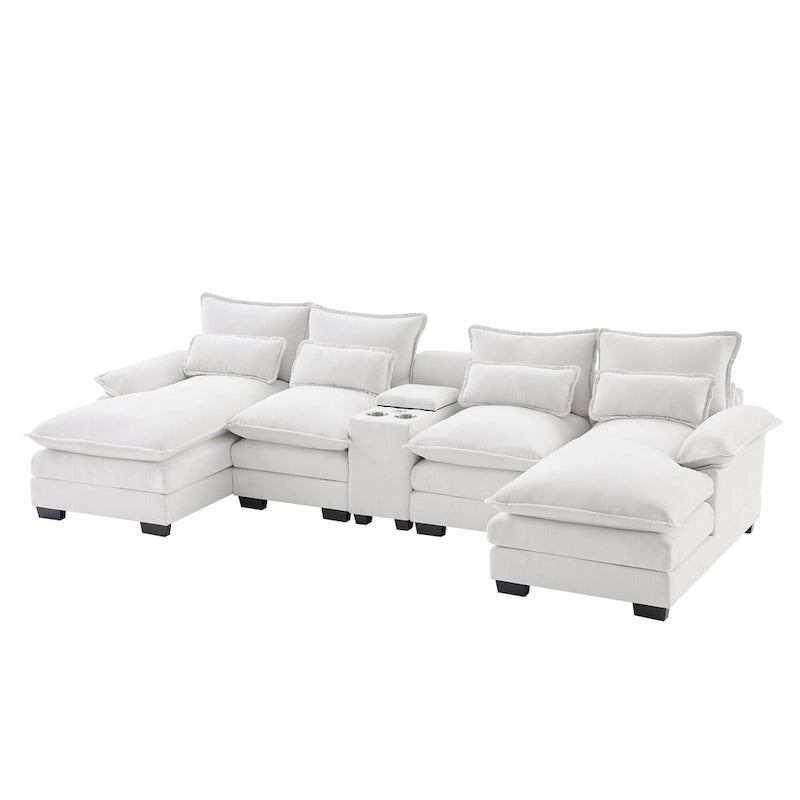Modern U-shaped Cloud Sectional Couch, Convertible Sleeper Couch