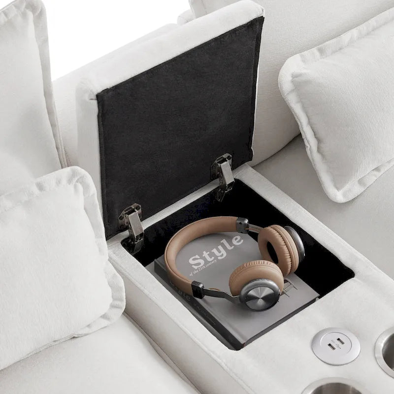 Modern U-shaped Cloud Sectional Couch, Convertible Sleeper Couch