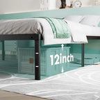 Black Metal Frame Platform Bed Mattress Foundation with Steel Slat Support, No Box Spring Needed