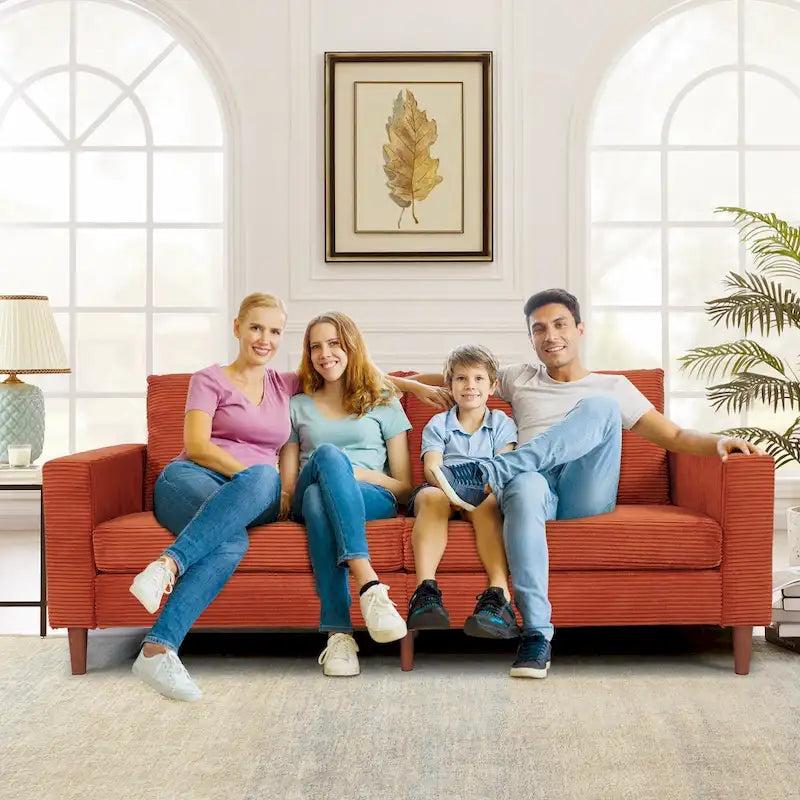 Modern Chenille Convertible Futon Sofa Bed, 82.68  Loveseat Sofa with Square Arm for Living Space