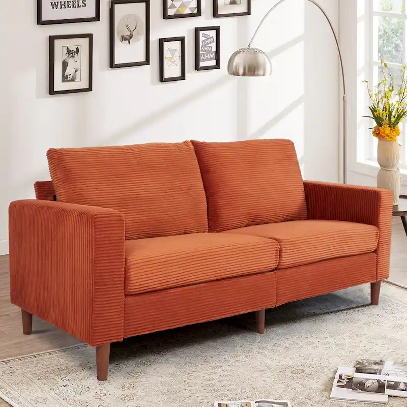 Modern Chenille Convertible Futon Sofa Bed, 82.68  Loveseat Sofa with Square Arm for Living Space