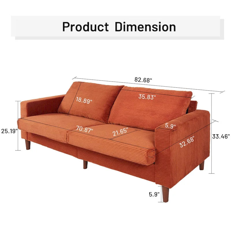 Modern Chenille Convertible Futon Sofa Bed, 82.68  Loveseat Sofa with Square Arm for Living Space