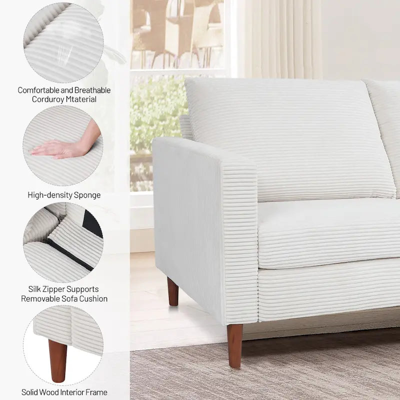 Modern Chenille Convertible Futon Sofa Bed, 82.68  Loveseat Sofa with Square Arm for Living Space