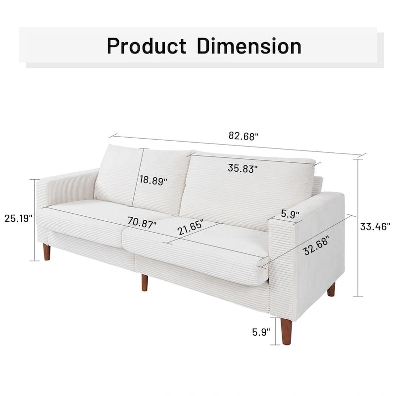 Modern Chenille Convertible Futon Sofa Bed, 82.68  Loveseat Sofa with Square Arm for Living Space