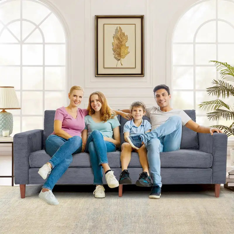 Modern Chenille Convertible Futon Sofa Bed, 82.68  Loveseat Sofa with Square Arm for Living Space