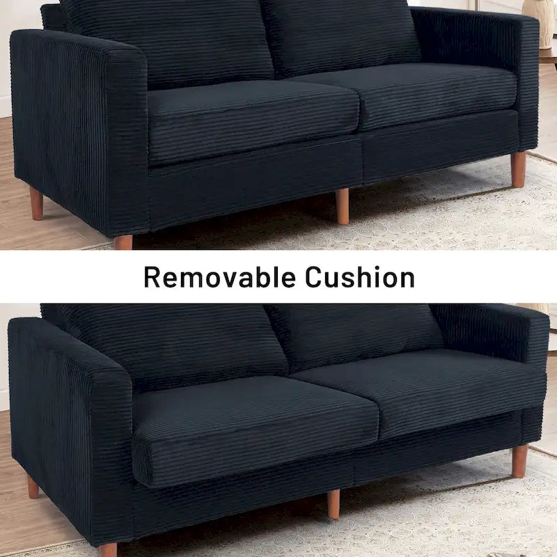 Modern Chenille Convertible Futon Sofa Bed, 82.68  Loveseat Sofa with Square Arm for Living Space