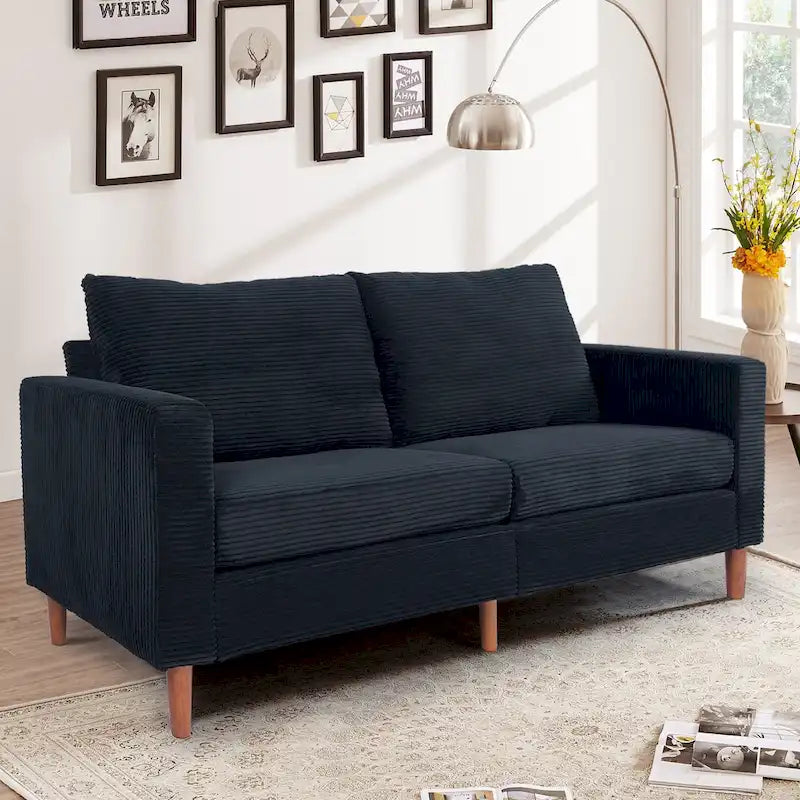 Modern Chenille Convertible Futon Sofa Bed, 82.68  Loveseat Sofa with Square Arm for Living Space