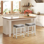 24 in. H Upholated PU Leather Thick Saddle Seat Counter Bar Stools Set of 2, Kitchen Chairs with Metal Base