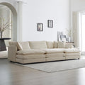 Canapé d'angle modulable 6 places en U avec assise profonde réversible et 3 poufs