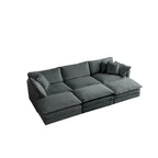 Canapé d'angle modulable 6 places en U avec assise profonde réversible et 3 poufs