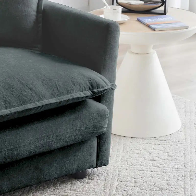 Canapé d'angle modulable 6 places en U avec assise profonde réversible et 3 poufs