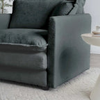 Canapé d'angle modulable 6 places en U avec assise profonde réversible et 3 poufs