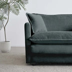 Canapé d'angle modulable 6 places en U avec assise profonde réversible et 3 poufs