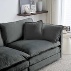 Canapé d'angle modulable 6 places en U avec assise profonde réversible et 3 poufs