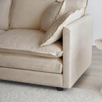Canapé d'angle modulable 6 places en U avec assise profonde réversible et 3 poufs