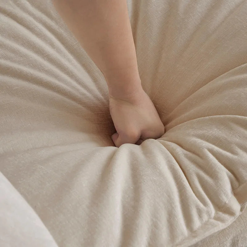 Canapé d'angle modulable 6 places en U avec assise profonde réversible et 3 poufs