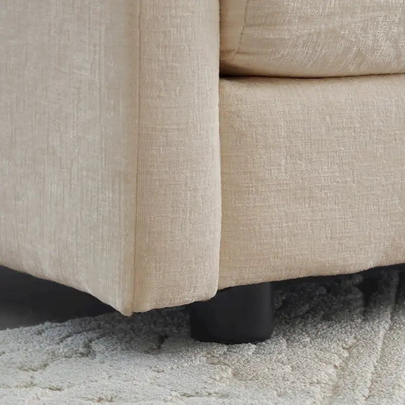 Canapé d'angle modulable 6 places en U avec assise profonde réversible et 3 poufs