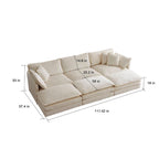 Canapé d'angle modulable 6 places en U avec assise profonde réversible et 3 poufs