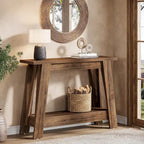 Console de ferme de 41,3 pouces, table d'entrée en bois à 2 niveaux