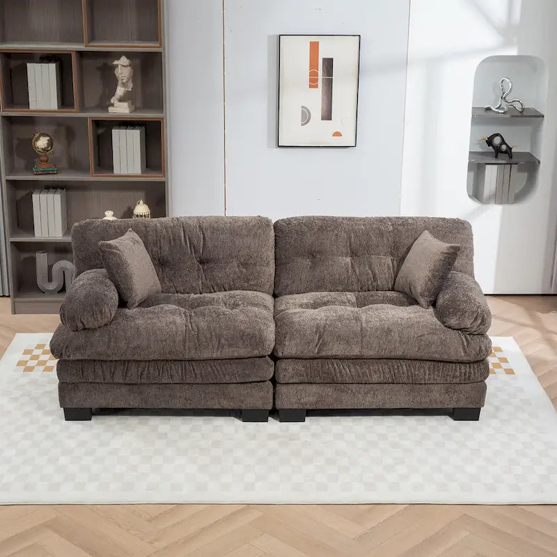 84 Upholstered 3-Seater Sofa with Memory Foam & Comfort Pillows