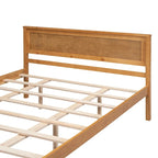 Pine Wooden Platform Bed with Headboard and Wood Slat Support for Bedroom
