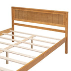 Pine Wooden Platform Bed with Headboard and Wood Slat Support for Bedroom