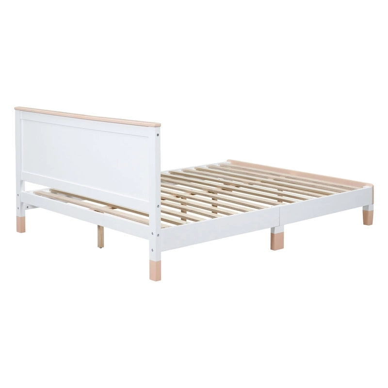 Lit plateforme double en bois avec tête de lit à motif en arc pour chambre d'enfant