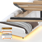 Lit plateforme capitonné flottant King Size avec rangement dissimulé