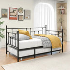 Twin Size Metal Daybed with Trundle for Kids or Guests